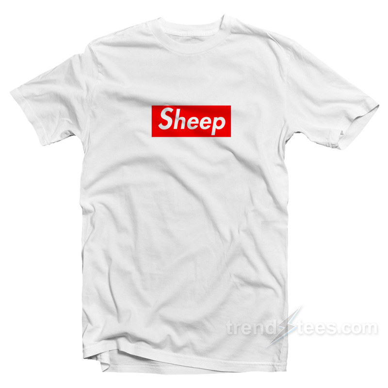 White Box Logo Sheepreme Supreme Parody T-Shirt Cheap Custom