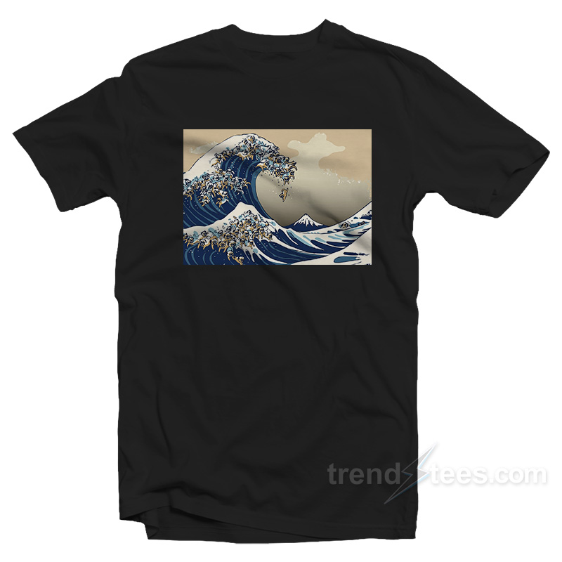 The Great Wave of Pug T-shirt Cheap Custom