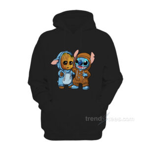 Stitch And Baby Groot Hoodie For Women’s or Men’s