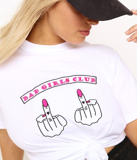 Fuck White Bad Girls Club Slogan Fitted T-Shirt - Image 2