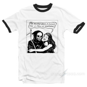 Man in Uniform Ringer Shirt