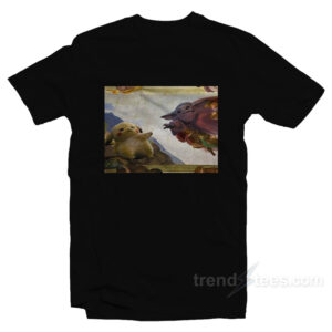 Michelangelo Creation Of Adam Parody Pikachu X Baby Yoda T-Shirt