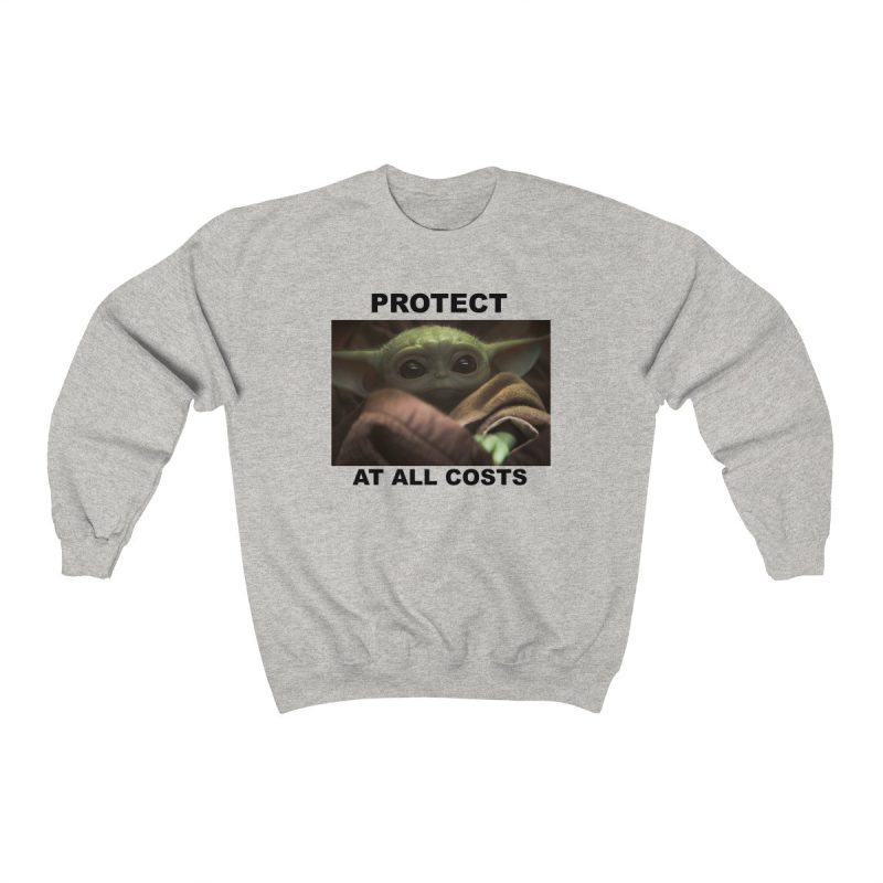 Protect At All Costs Baby Yoda Crewneck Sweatshirt - Image 3