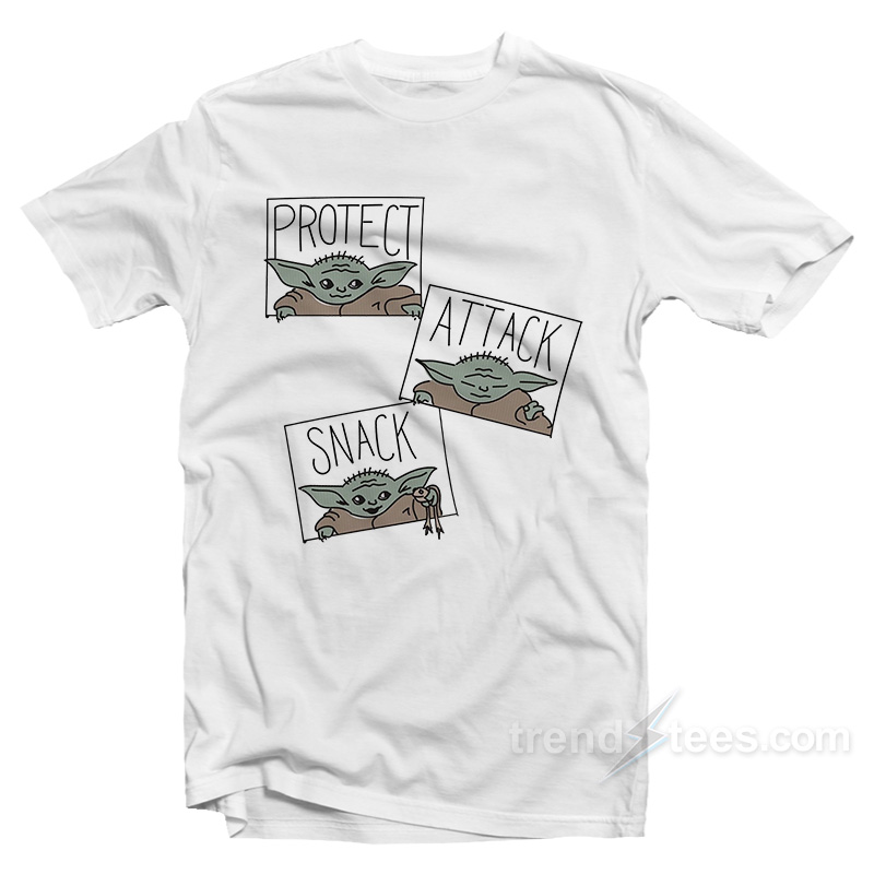 Baby Yoda Protect Attack Snack T-Shirt