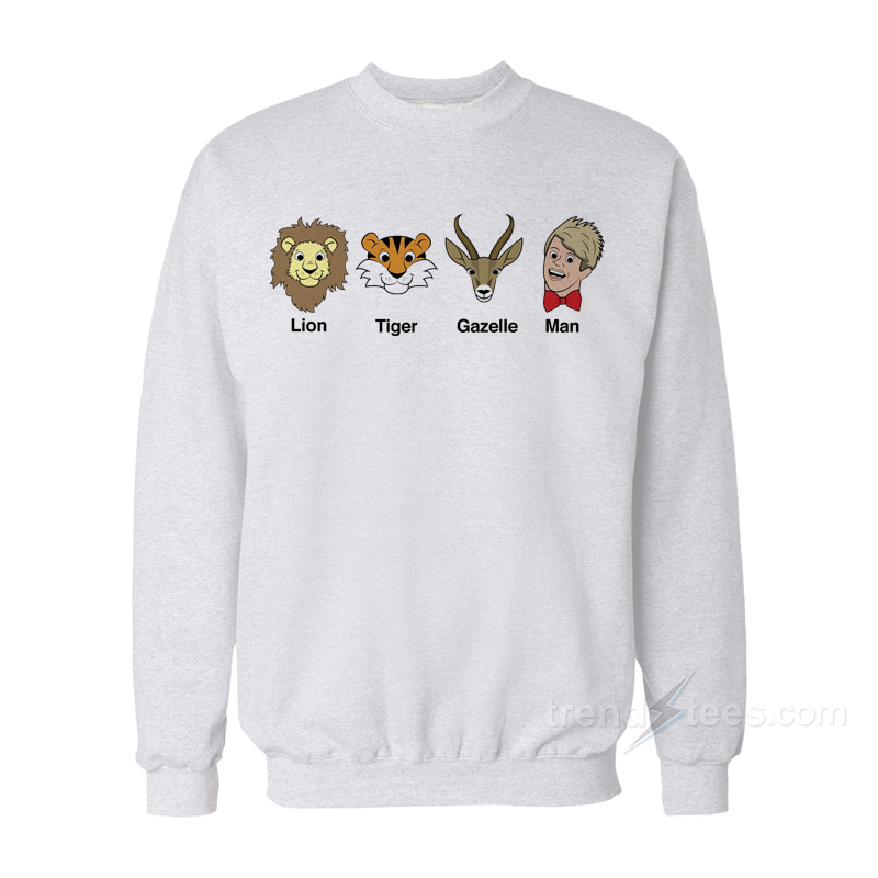 Lion Tiger Gazelle Man Rockstar Spud Sweatshirt