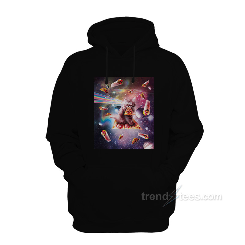 Outer Space Pizza Cat Rainbow Laser Taco Burrito Hoodie