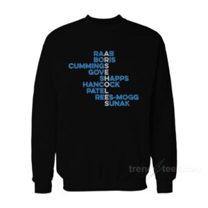 Arseholes Raab Boris Cummings Gove Shapps Hancock Patel Rees-mogg Sunak Sweatshirt