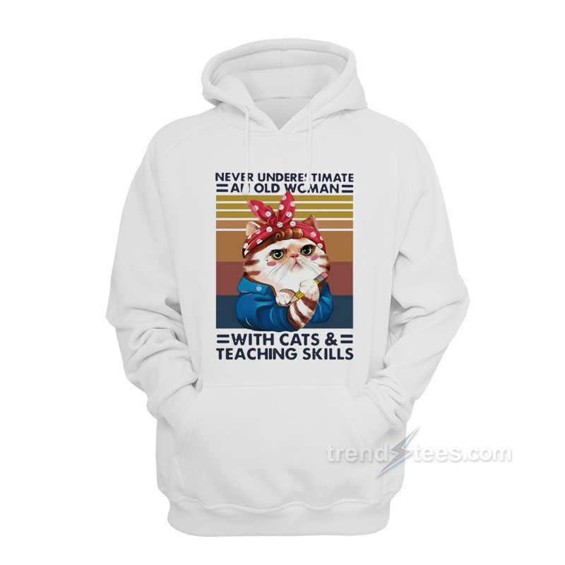 Cat Red Bandana Never Underestimate An Old Woman Hoodie