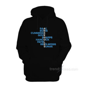 Arseholes Raab Boris Cummings Gove Shapps Hancock Patel Rees-mogg Sunak Hoodie