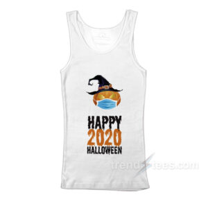 Pumpkin Wearing Face Mask Happy 2020 Halloween Tank Top