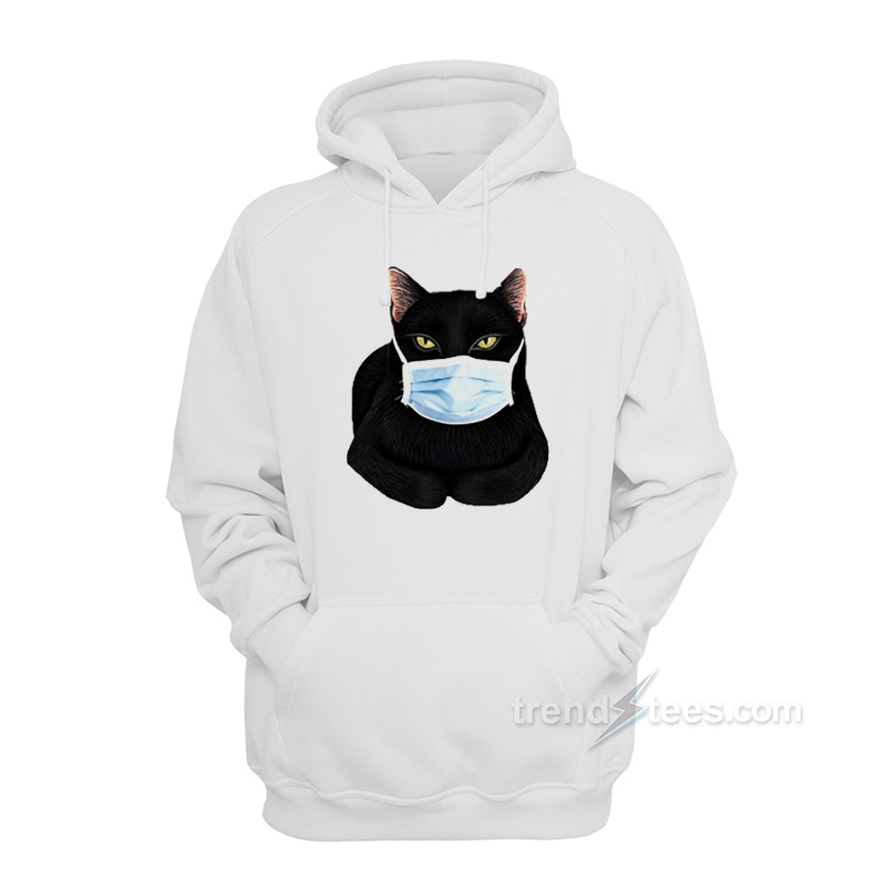 Black Cat With Face Mask Hoodie