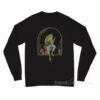Cottagecore Aesthetic Frog Playing Banjo on Mushroom Long Sleeve Shirt