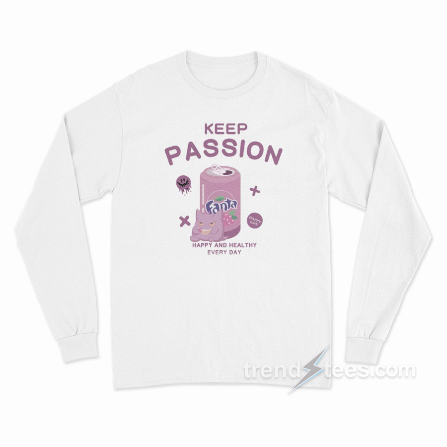 Keep Passion With Ghost Pokemon Gengar Purple Fanta Long Sleeve Shirt