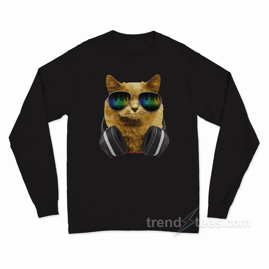 Cat Headphones DJ Glasses Long Sleeve Shirt