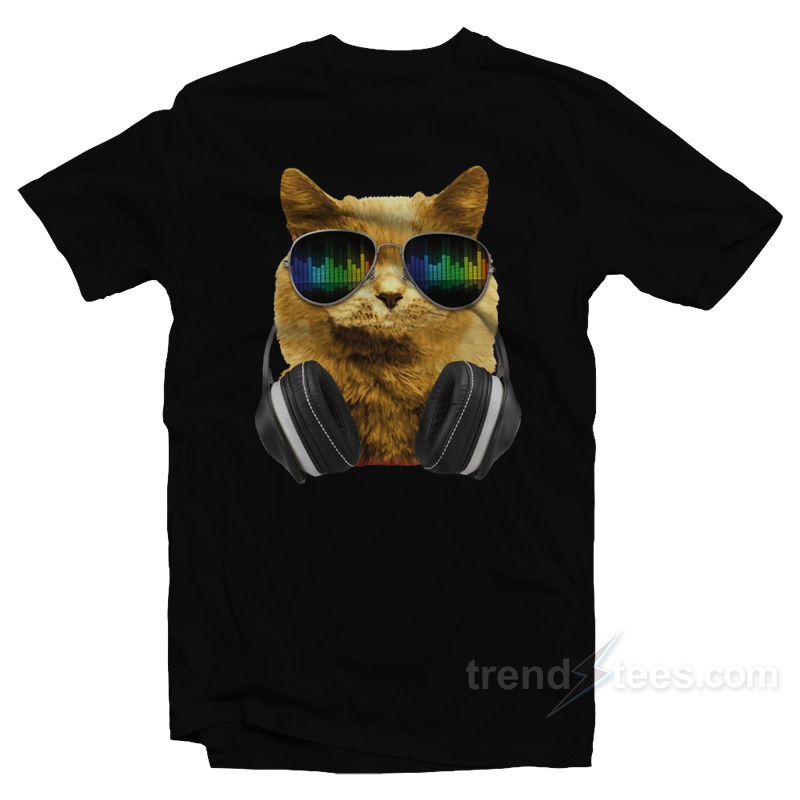 Cat Headphones DJ Glasses T-Shirt