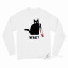 Black Cat With Knife Long Sleeve Shirt