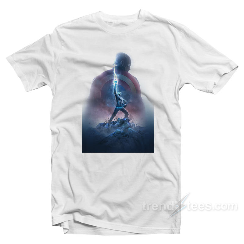 Captain America Lifts Thor Hammer T-Shirt