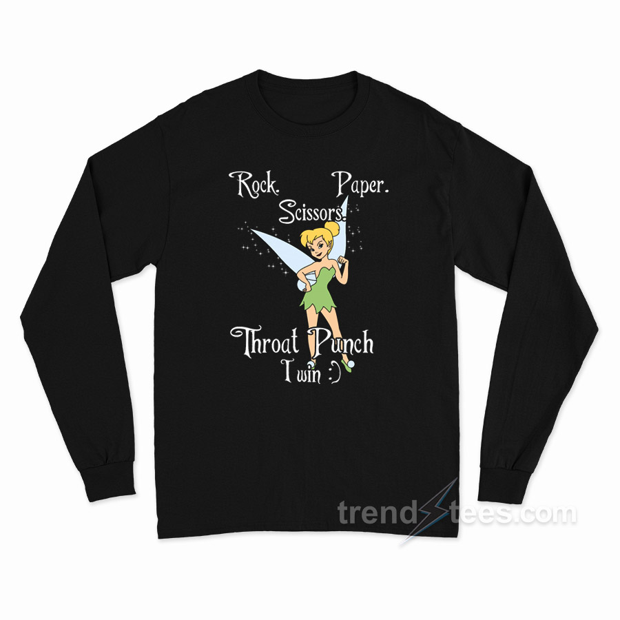 Tinker Bell Fairy Rock Paper Scissors Throat Punch Long Sleeve Shirt