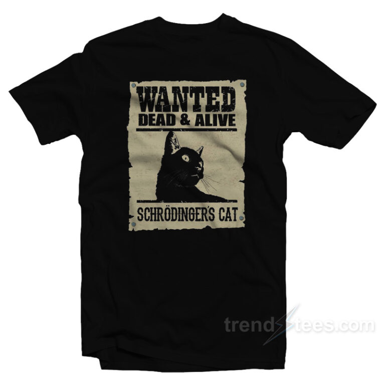 CottonCloud Gatto di Schrödinger Wanted T-Shirt da Uomo Sheldon, Dimensione:S, Colore:Rosso