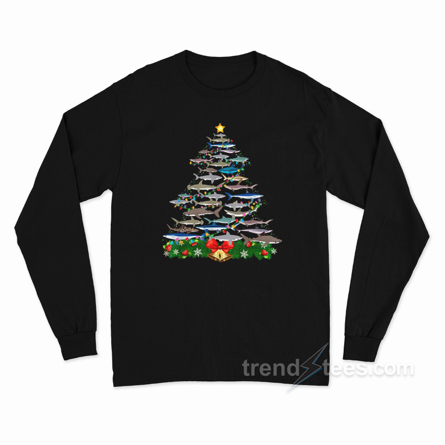 Christmas Tree Shark Lovers Long Sleeve Shirt