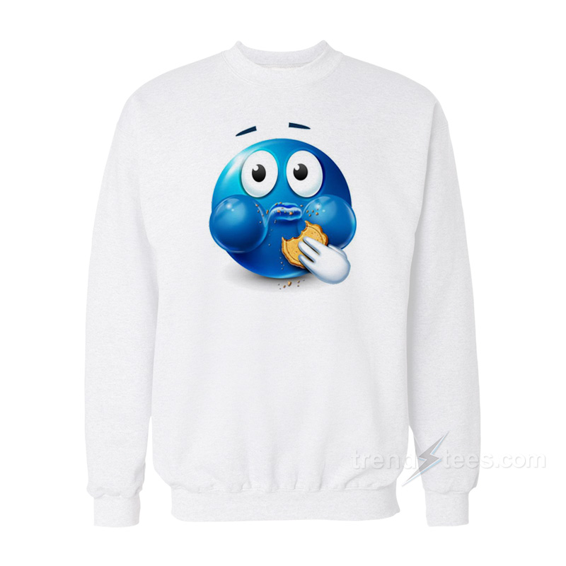 Blue Emoji Eating a Cookie Sweatshirt