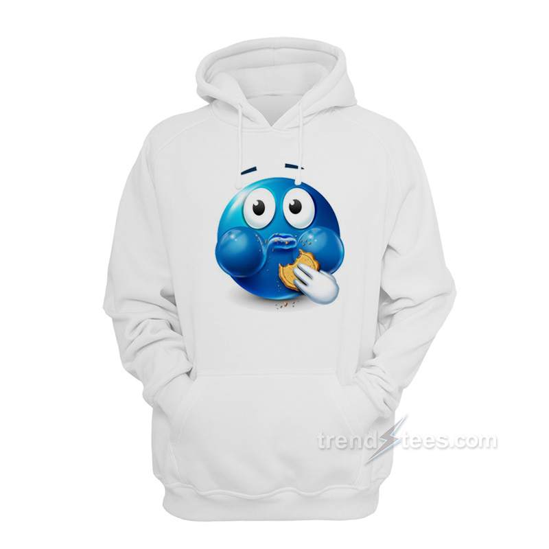 Blue Emoji Eating a Cookie Hoodie