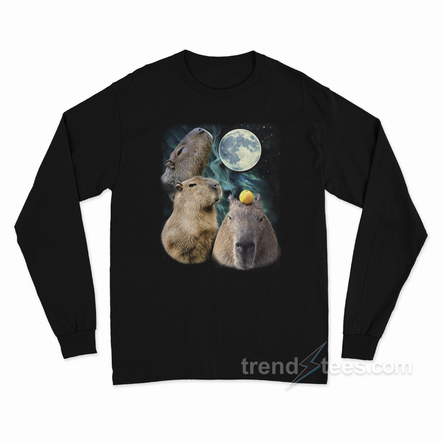 Three Moon Capybaras Long Sleeve Shirt