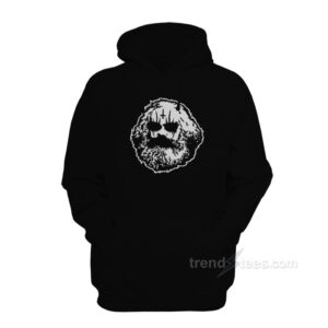 Karl Marx in Black Metal Corpse Paint Hoodie