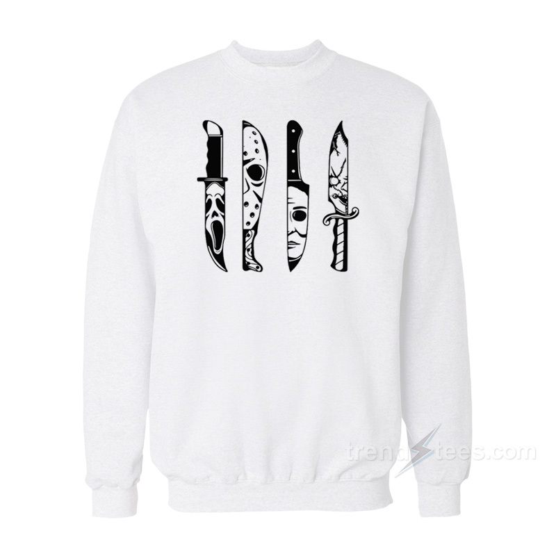 Horror Movie Characters in Knives Sweatshirt