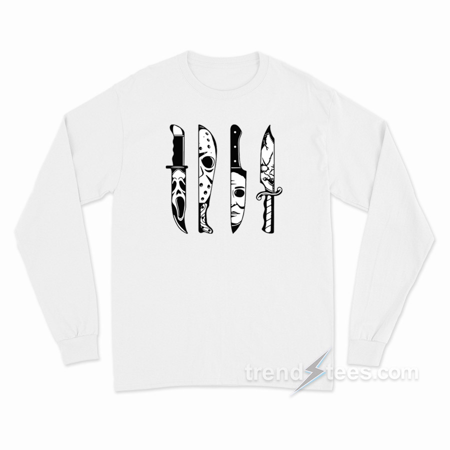 Horror Movie Characters in Knives Long Sleeve Shirt