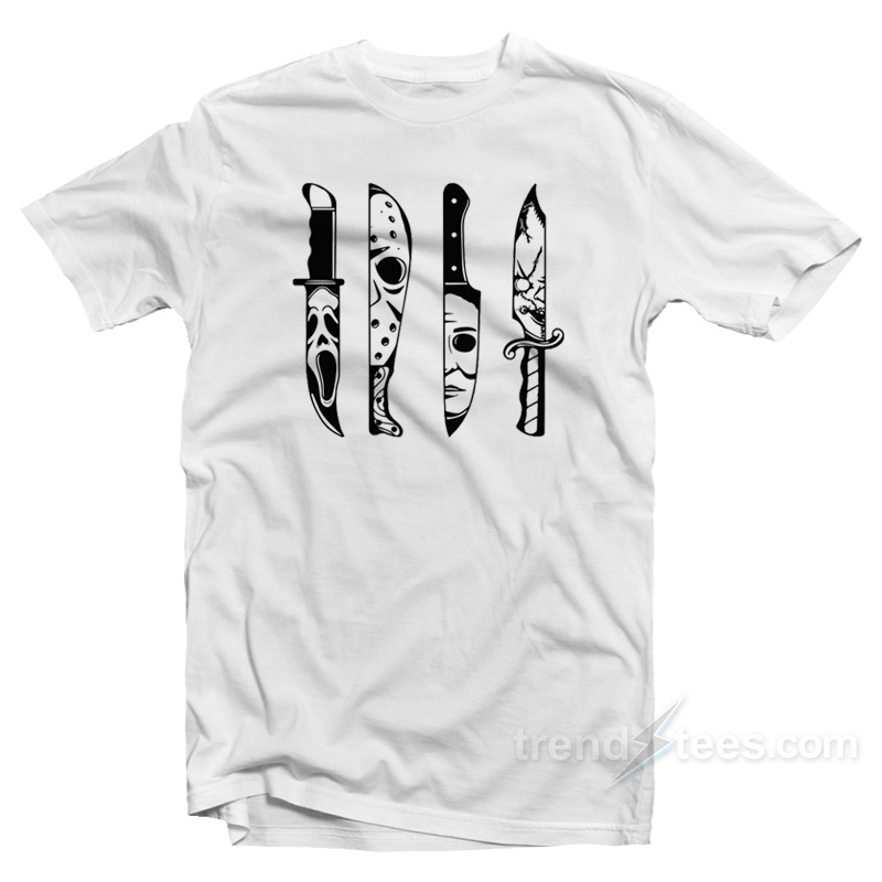 Horror Movie Characters in Knives T-Shirt