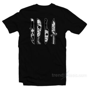 Horror Movie Characters in Knives T-Shirt