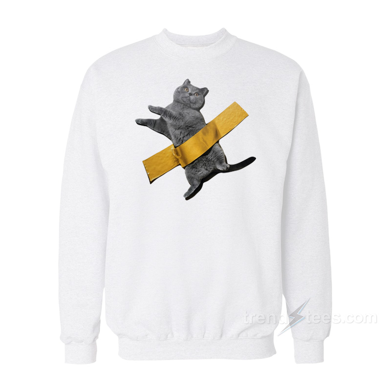 Cute Taped Little Blue Cat Sweatshirt