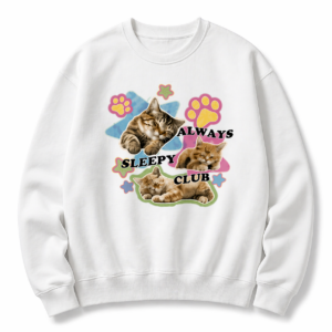 Always Sleepy Club Cute Cat Sweatshirt