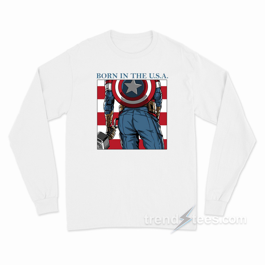 Captain America Born In The USA Long Sleeve Shirt