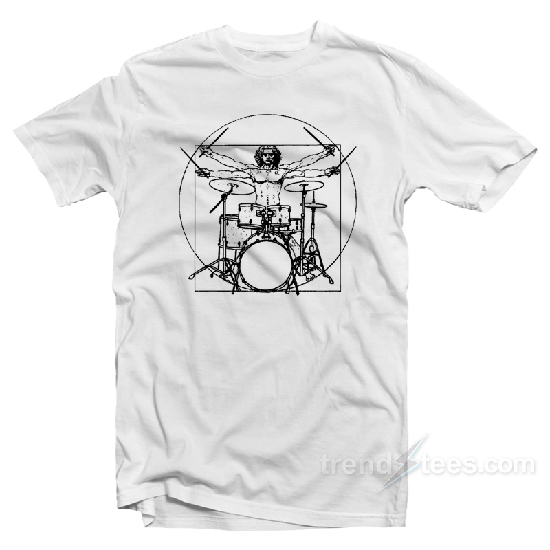 Da Vinci Vitruvian Man Drummer T-Shirt