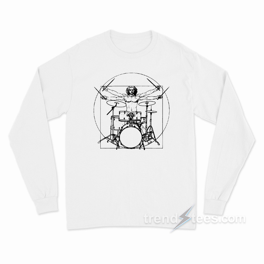 Da Vinci Vitruvian Man Drummer Long Sleeve Shirt