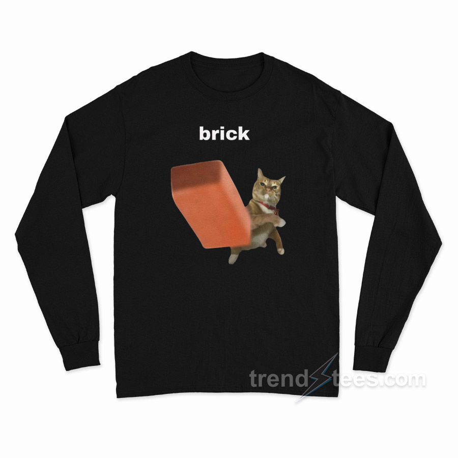 Cat Throwing Brick Meme Long Sleeve Shirt