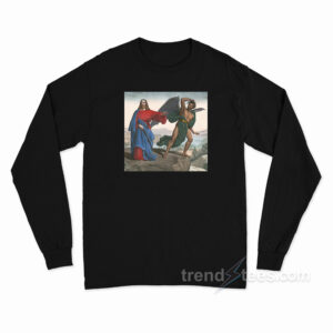 Jesus Satan Tempts Christ On The Mountain Long Sleeve Shirt